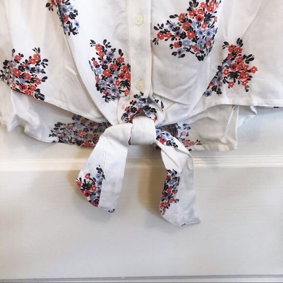 LOFT White Floral Knot Front Shirt - Picture 8 of 9